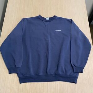 Carhartt Mens XL Navy Blue Embroidered Logo V-Stitch Crewneck Sweatshirt Pull